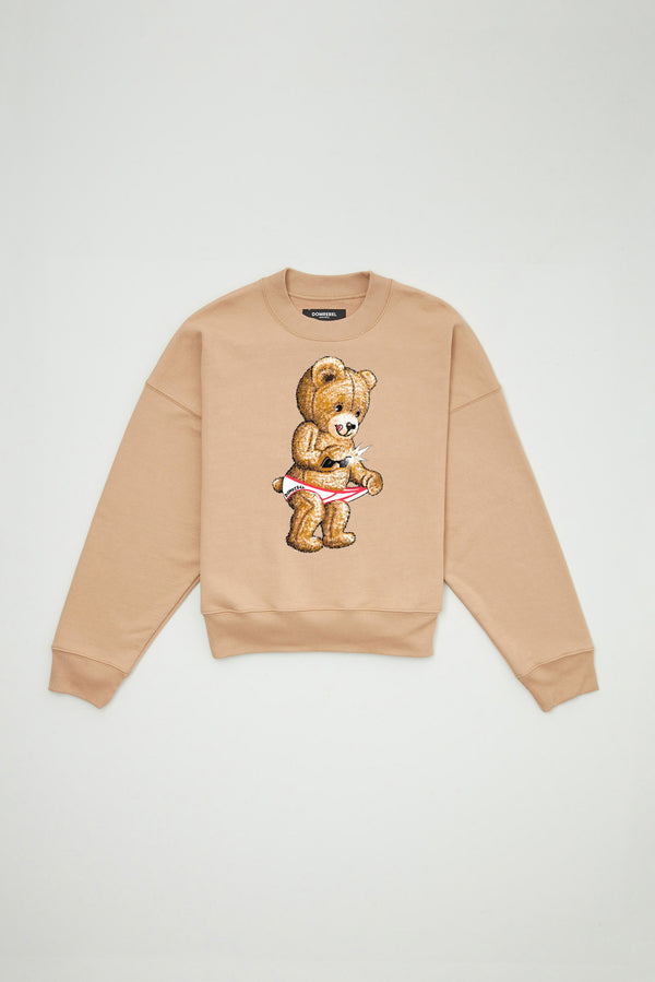 SNAP CROPPED SWEATSHIRT BEIGE