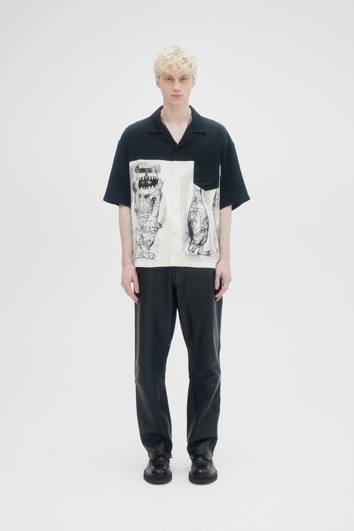 domrebel STRIP CAMP COLLAR SHIRT Beige