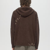 OFFICE KNIT ZIP HOODIE - BROWN