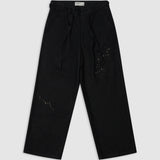 LAZY - DENIM PLEATED TROUSERS BLACK