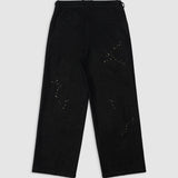 LAZY - DENIM PLEATED TROUSERS BLACK