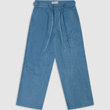 LAZY - DENIM PLEATED TROUSERS BLUE