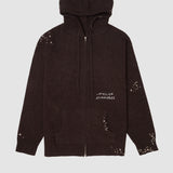 OFFICE KNIT ZIP HOODIE - BROWN