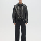 CONTRARIAN - LEATHER BLOUSON BLACK