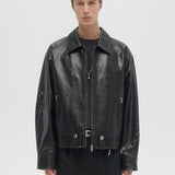 CONTRARIAN - LEATHER BLOUSON BLACK