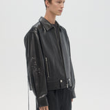 CONTRARIAN - LEATHER BLOUSON BLACK