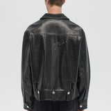 CONTRARIAN - LEATHER BLOUSON BLACK
