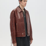CONTRARIAN - LEATHER BLOUSON BROWN