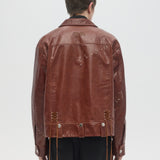 CONTRARIAN - LEATHER BLOUSON BROWN