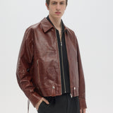 CONTRARIAN - LEATHER BLOUSON BROWN