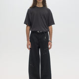 LAZY - DENIM PLEATED TROUSERS BLACK