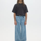 LAZY - DENIM PLEATED TROUSERS BLUE