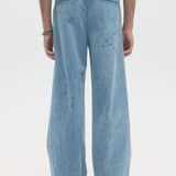 LAZY - DENIM PLEATED TROUSERS BLUE