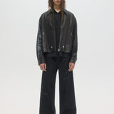 ROSES - LEATHER BLOUSON BLACK